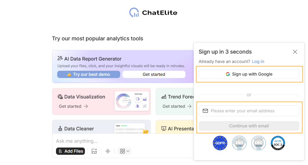 ChatElite AI Sign Up